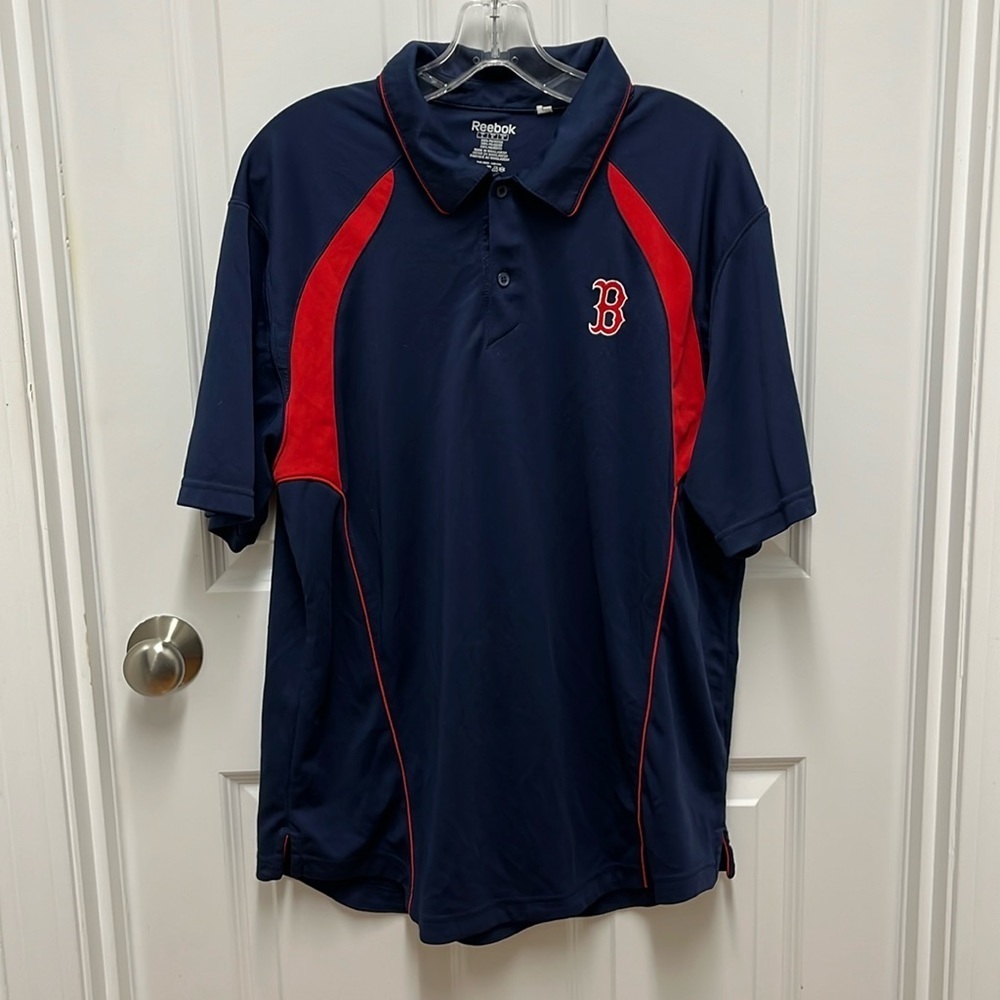 Vintage REEBOK Men's Boston Red Sox Short Sleeve‎ PoloShirt - Large